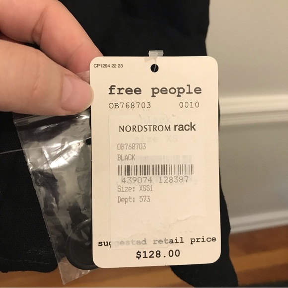 Free People Flared Sleeve Linen Blazer XS black jacket NWT - Picture 8 of 13